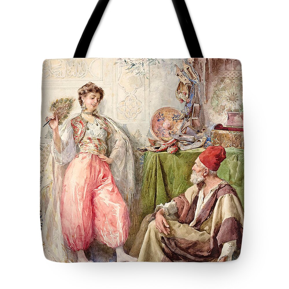 Amedeo Simonetti (italian Tote Bag featuring the painting AMEDEO SIMONETTI The harem's cobbler by Artistic Rifki