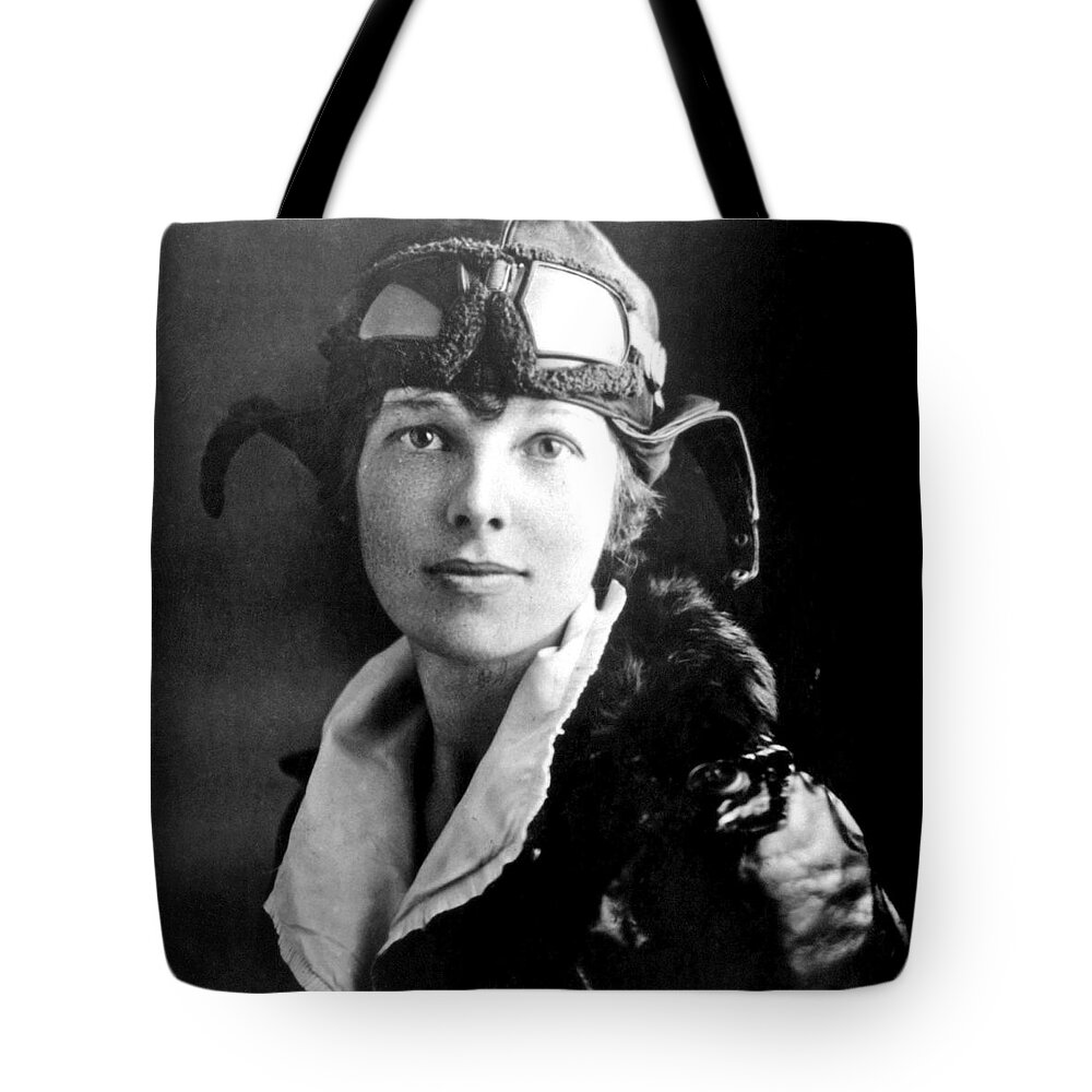 Fearless Tote Bag featuring the painting Amelia Earhart 2 by Tony Rubino