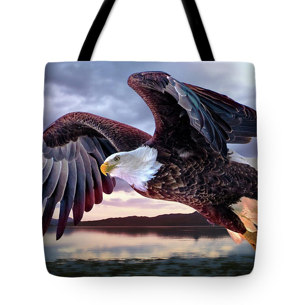 American Bald Eagle Tote Bag featuring the photograph American Bald Eagle - Plum Island by Sandra Rust