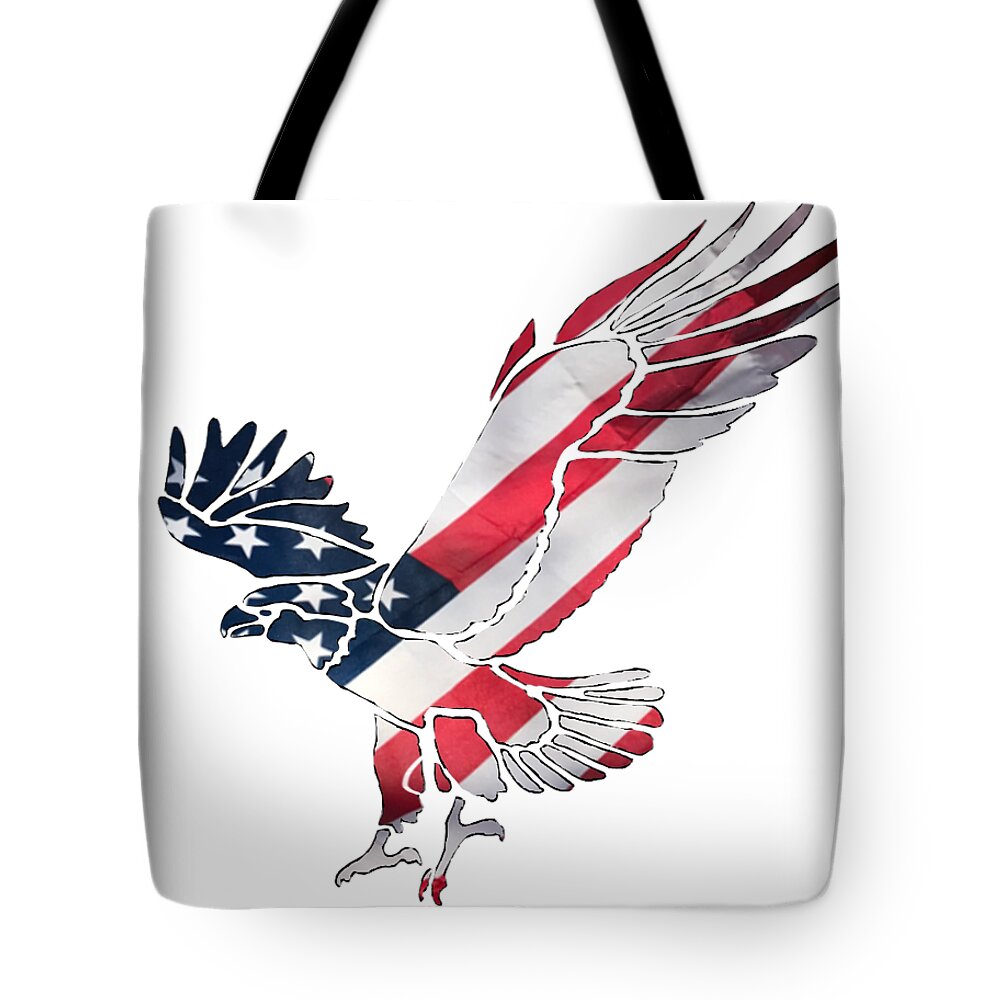 Eagle Tote Bag featuring the mixed media American Eagle Silhouette by Eileen Backman