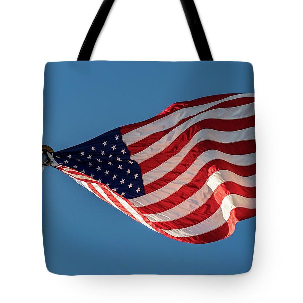 American Flag Tote Bag featuring the photograph American Flag 4 by Amelia Pearn
