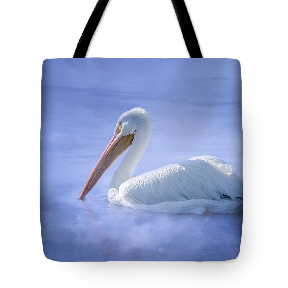 American White Pelican Tote Bag featuring the photograph American White Pelican Daydreaming by Debra Martz