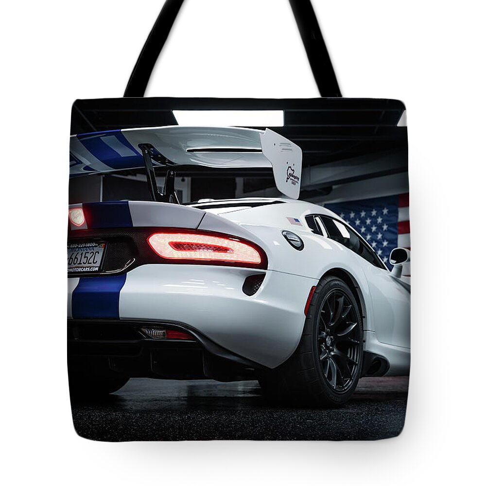 Dodge Tote Bag featuring the photograph America's Supercar by David Whitaker Visuals