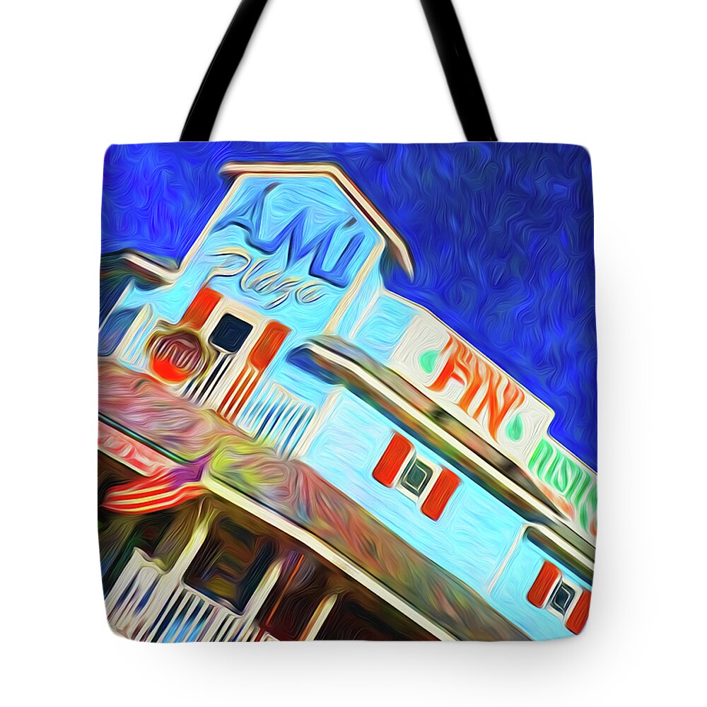 Ami Plaza Tote Bag featuring the photograph AMI Plaza Holmes Beach by Rolf Bertram