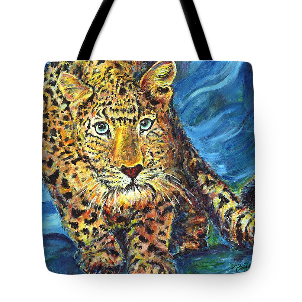 Amur Leopard Tote Bag featuring the painting Amur Leopard by John Bohn