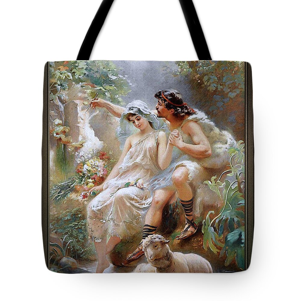 Allegorical Scene Tote Bag featuring the painting An Allegorical Scene by Konstantin Makovsky by Rolando Burbon