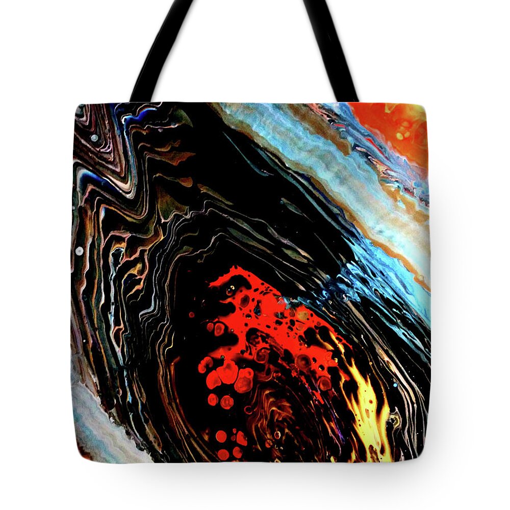 Snake Tote Bag featuring the painting Anaconda Fire by Anna Adams