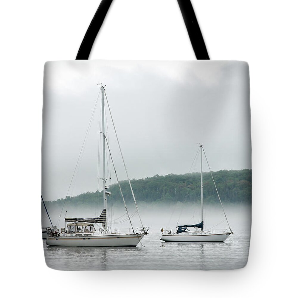 Michigan Tote Bag featuring the photograph Anchored Near the Island by Robert Carter