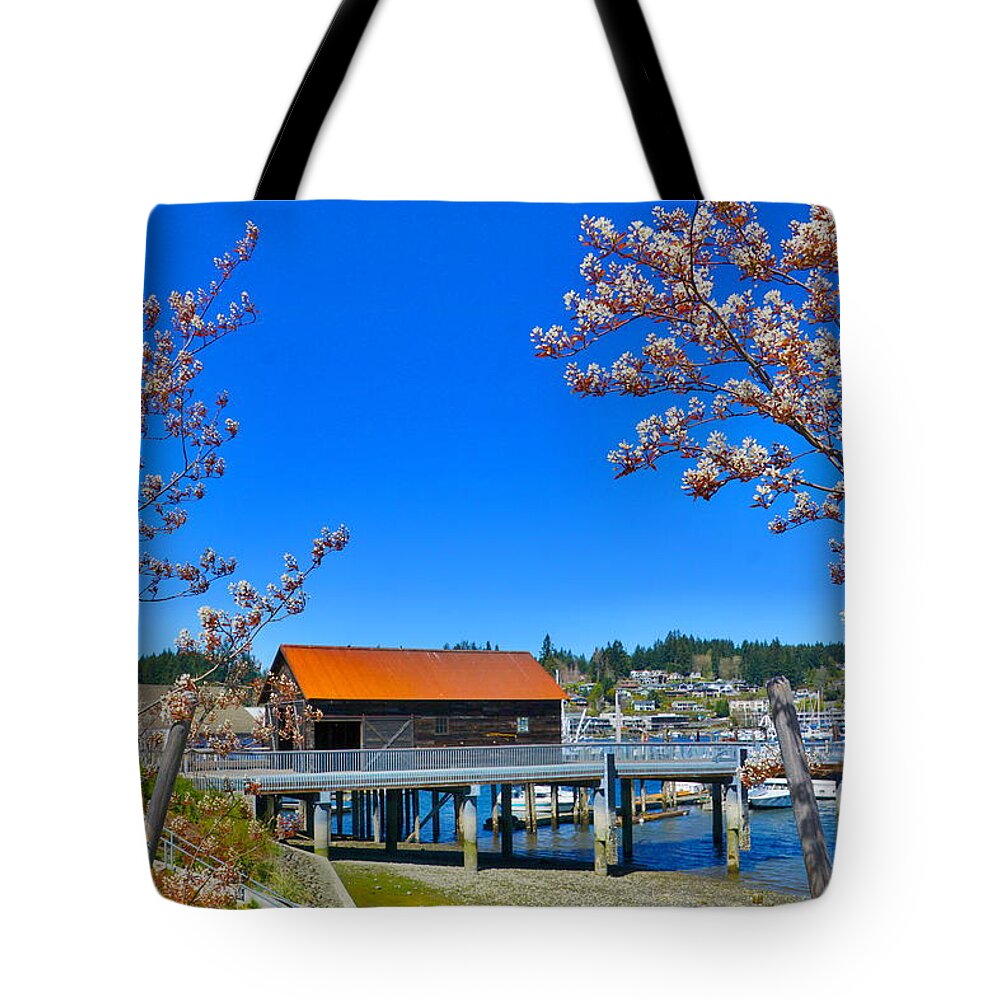 Landscape Tote Bag featuring the photograph Ancich Net Shed by Bill TALICH