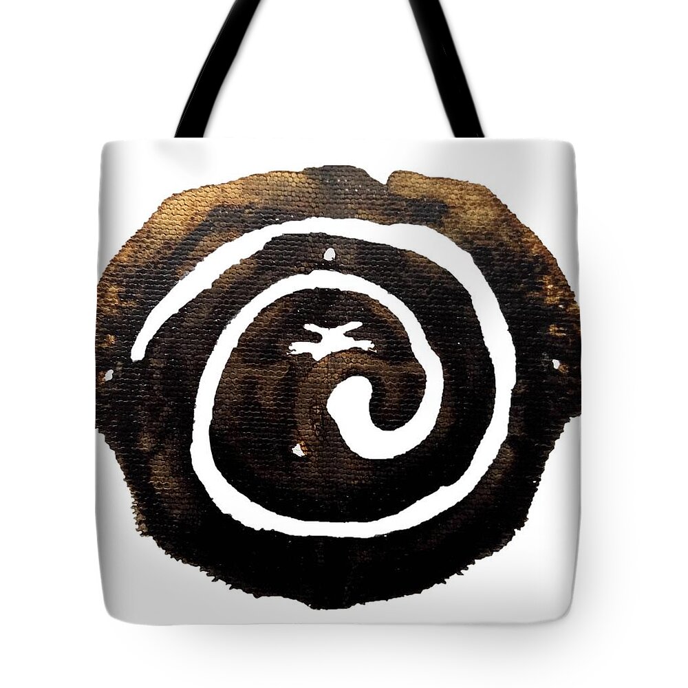 Abstract Tote Bag featuring the painting Ancient Ammonite by Stephenie Zagorski