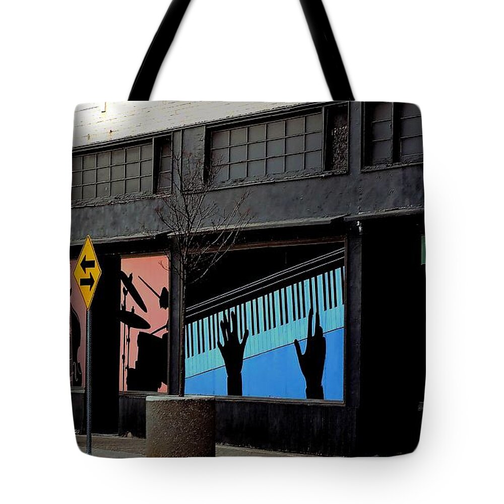 Street Photography Tote Bag featuring the photograph And All That Jazz by Tami Quigley