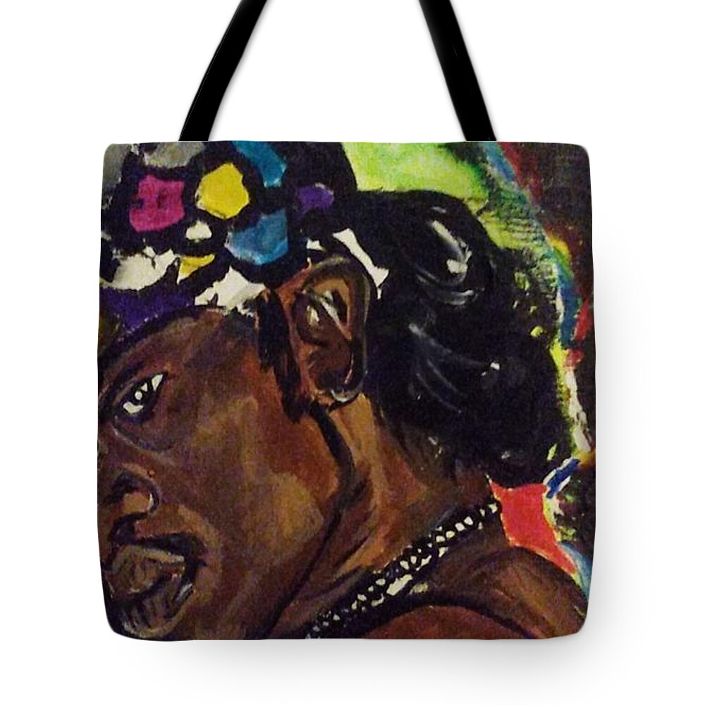 Music Art Different Love Joy Color Art Black Art Artist Tote Bag featuring the painting Andre Outkast by Shemika Bussey