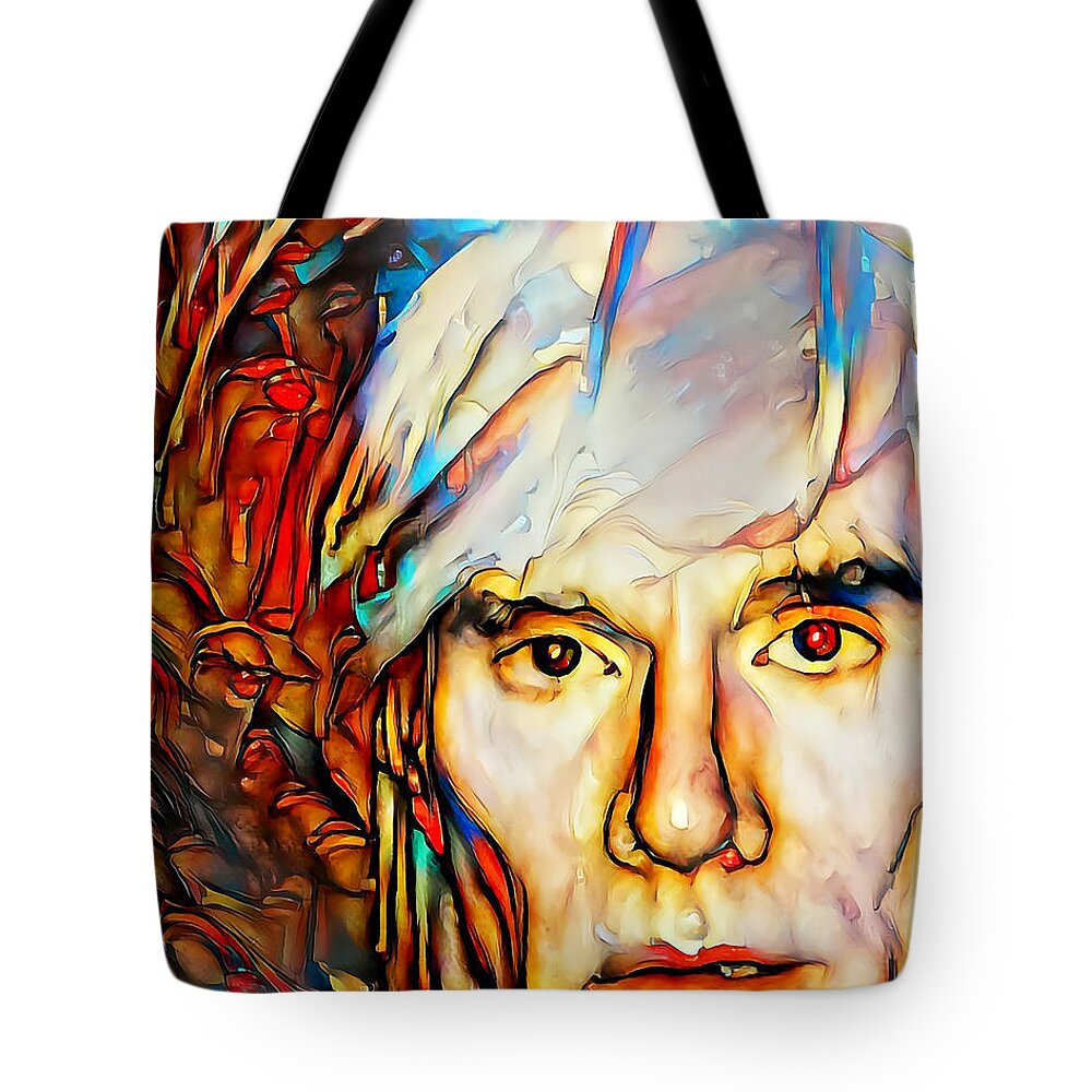 Wingsdomain Tote Bag featuring the photograph Andy Warhol 15 Minutes of Fame in Vibrant Contemporary Primitivism Colors 20200712 by Wingsdomain Art and Photography