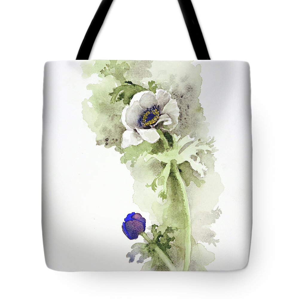Botanicals Tote Bag featuring the painting Anemone #4 by Kathryn Donatelli