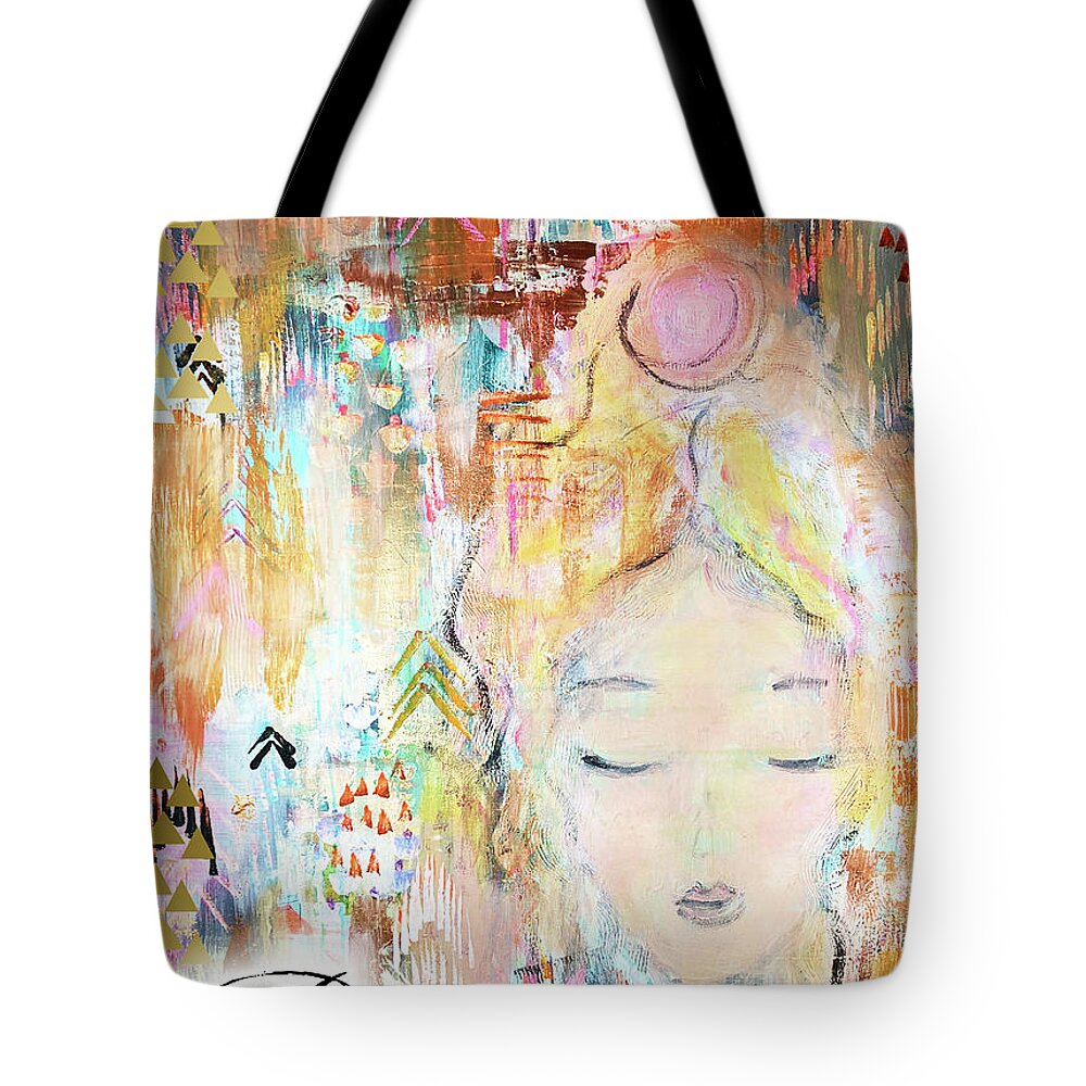 Peace Tote Bag featuring the drawing Angel by Claudia Schoen
