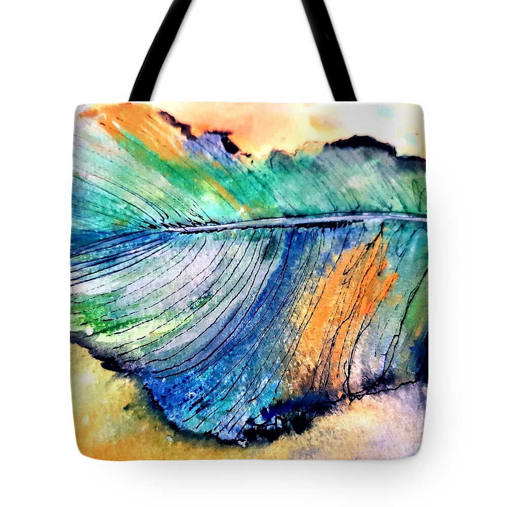 Feather Tote Bag featuring the mixed media Angel Feather by Tracey Lee Cassin