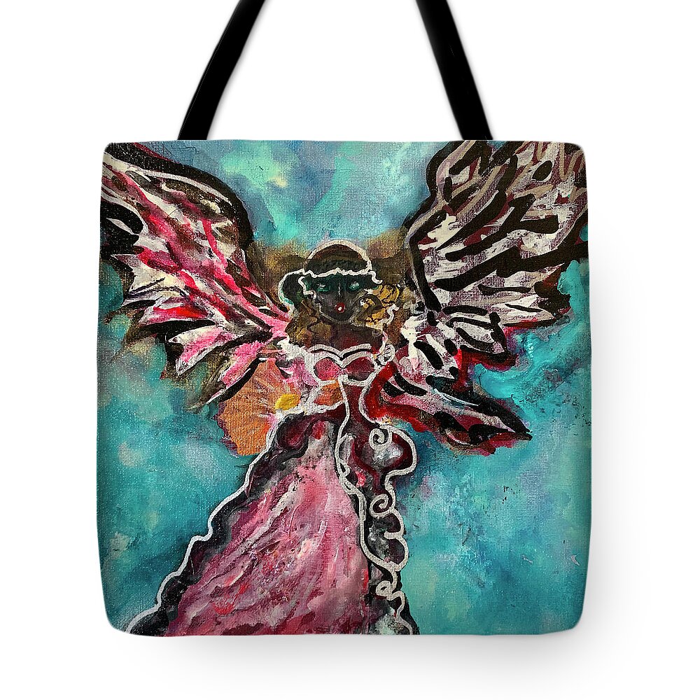 Angel Tote Bag featuring the painting Angel, Goddess by Leslie Porter