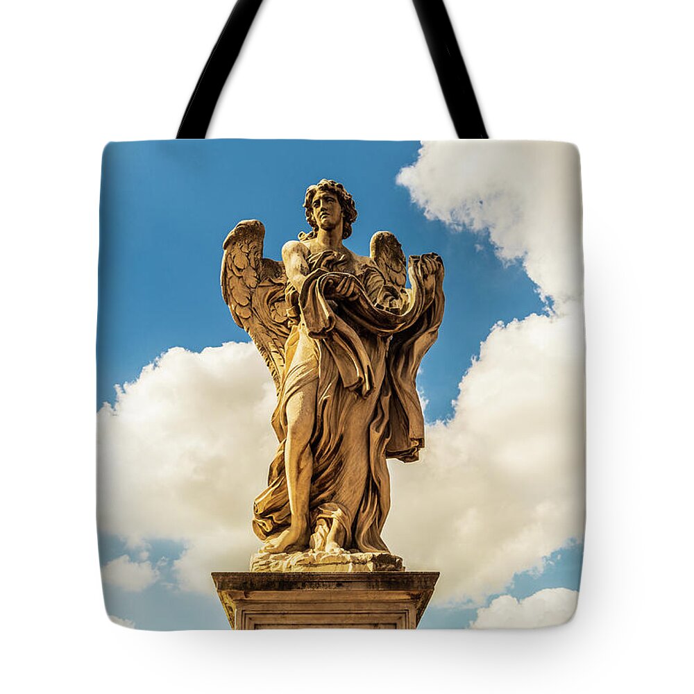 Ponte Sant'angelo Tote Bag featuring the photograph Angel with the Garment and Dice by Fabiano Di Paolo