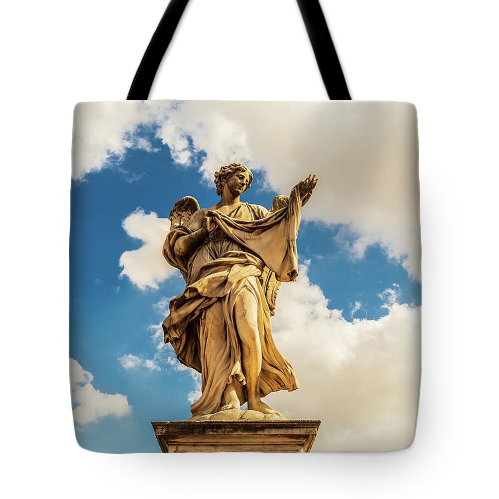 Ponte Sant'angelo Tote Bag featuring the photograph Angel with the Sudarium by Fabiano Di Paolo