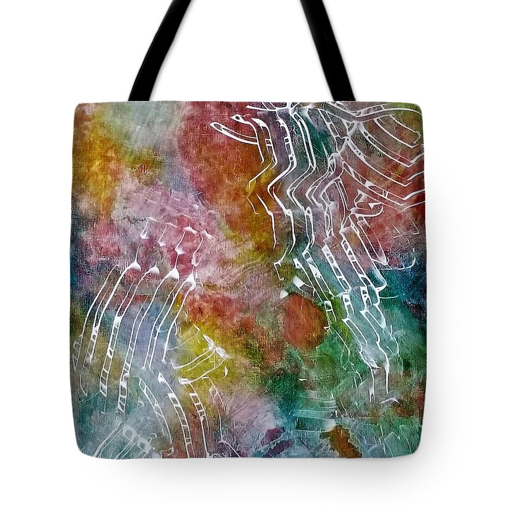 Abstract Tote Bag featuring the painting Angels Among Us by Jim Whalen