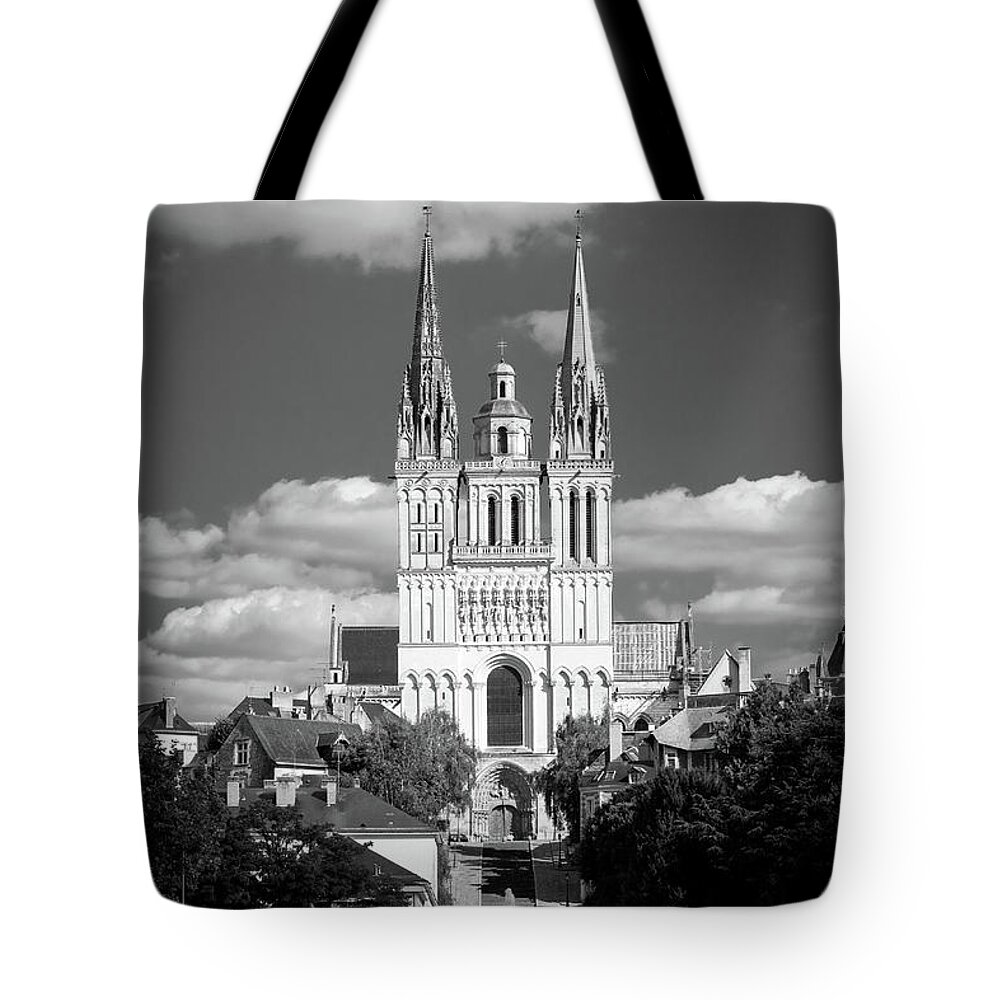 5 Or More People Tote Bag featuring the photograph Angers, river and cathedral by Seeables Visual Arts