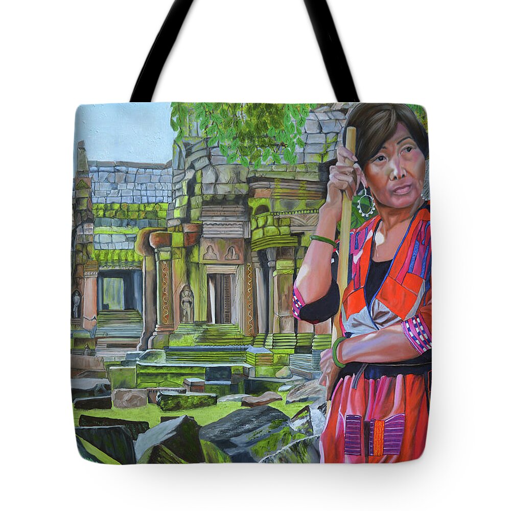 Angkor Wat Tote Bag featuring the painting Ankor Wat by Thu Nguyen