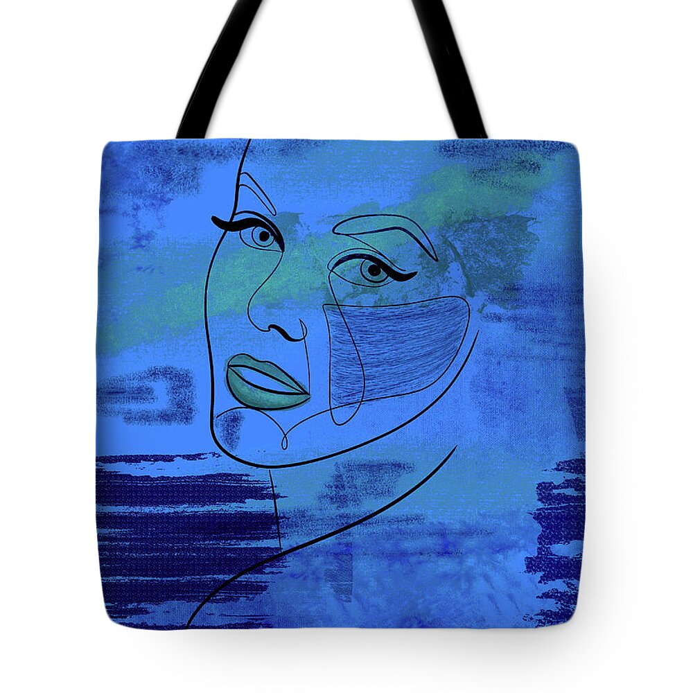 Ann Tote Bag featuring the drawing Ann-Margret minimalist portrait -c1 by Movie World Posters
