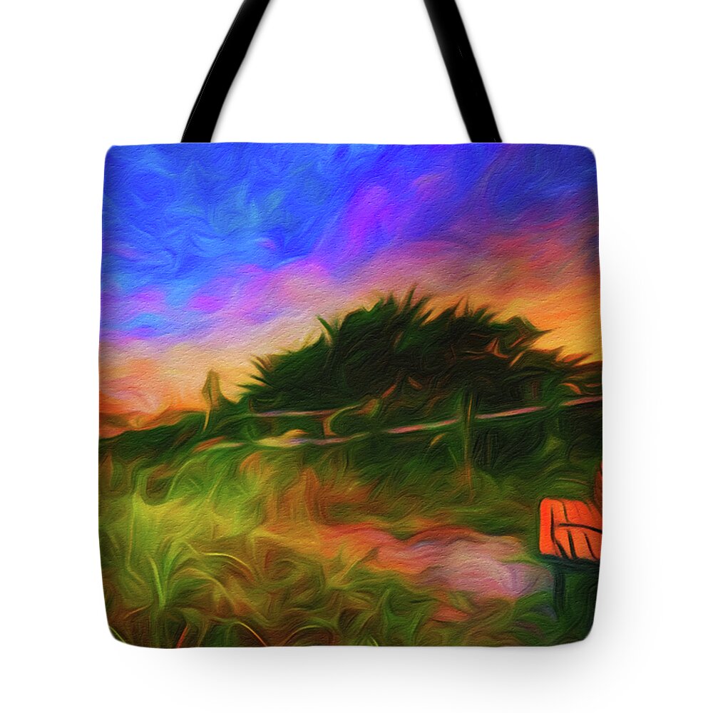 Anna Maria Island Tote Bag featuring the photograph Anna Maria Island BeanPoint Bench BoardWalk by Rolf Bertram