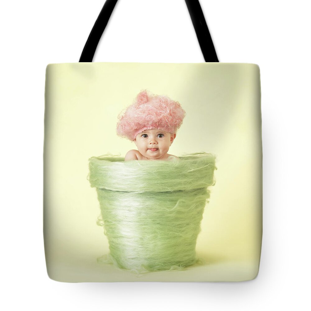 Flowerpot Tote Bag featuring the photograph Annabelle in Flowerpot by Anne Geddes