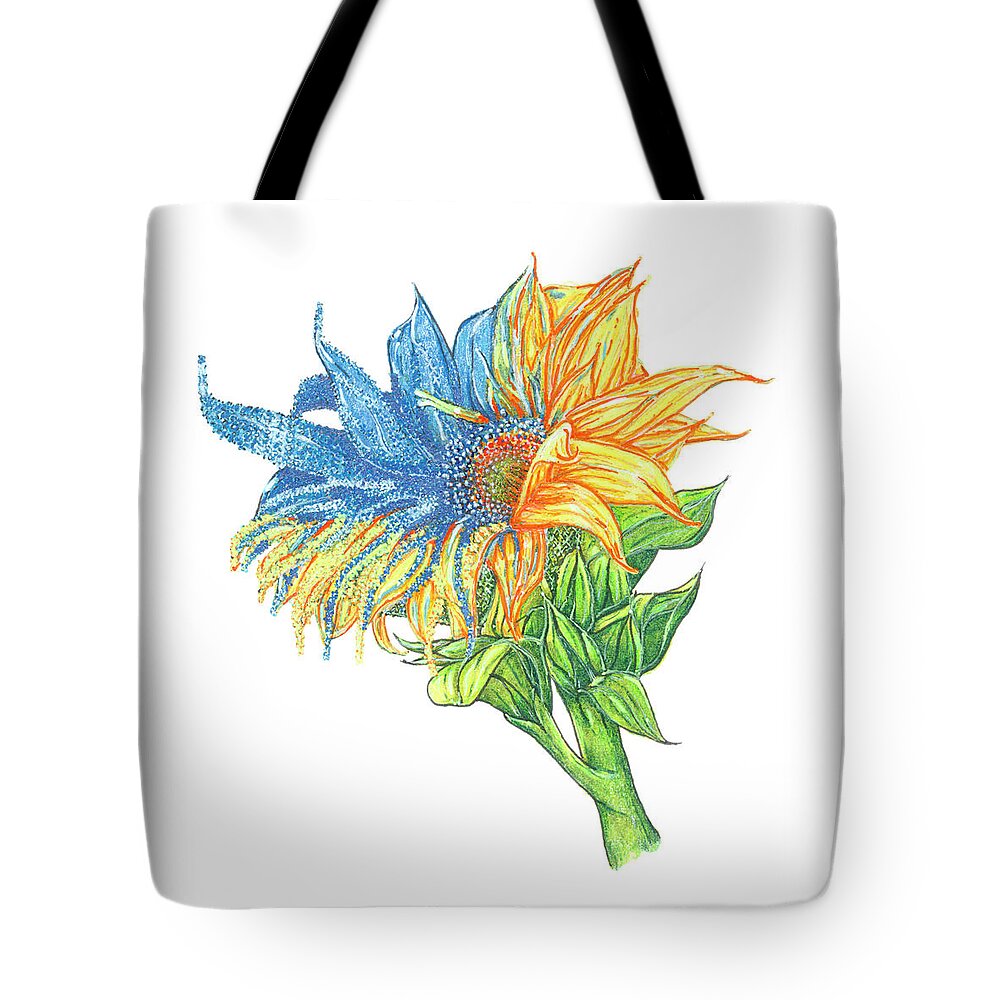 Ukraine Tote Bag featuring the mixed media Anna's Sunflower by Brenna Woods