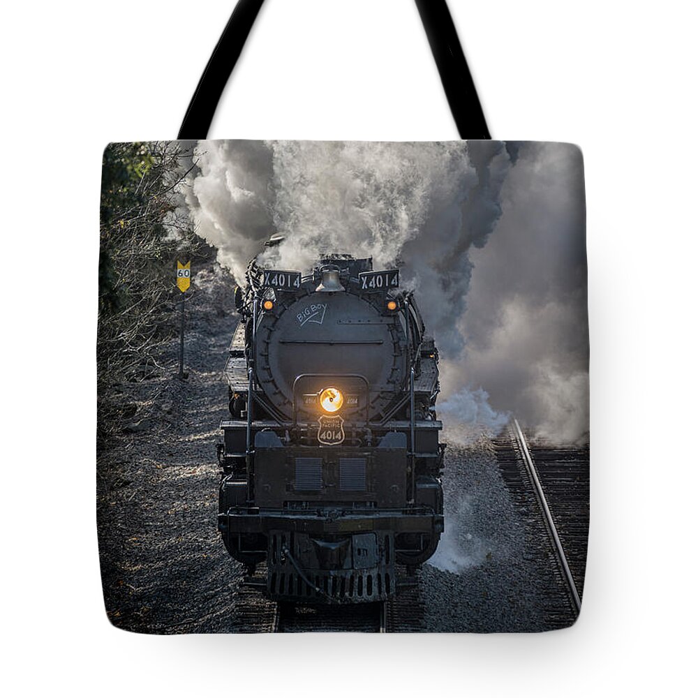 Railroad Tote Bag featuring the photograph Anne P. Baker Gallery Steel Rails Show 43 by Jim Pearson