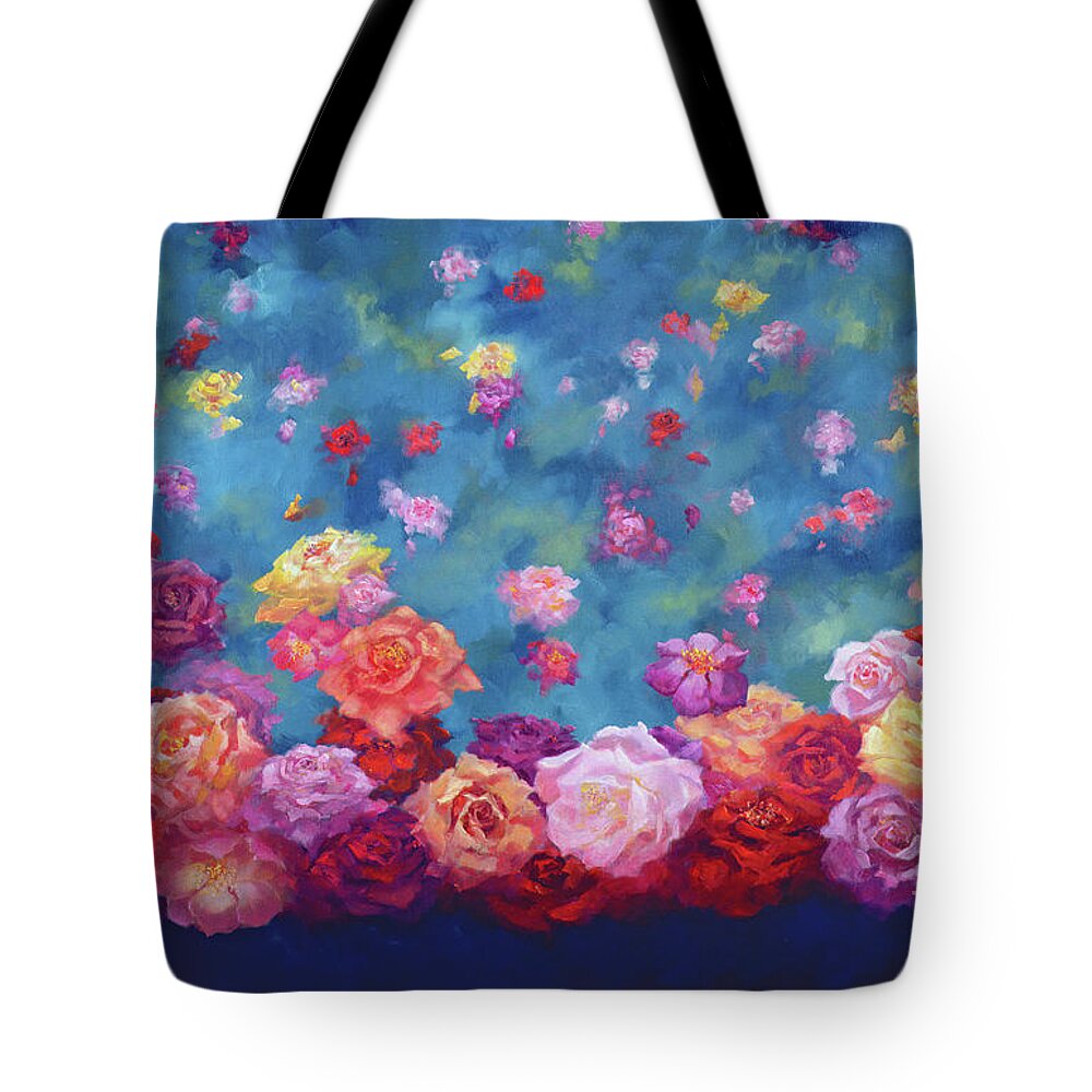Anniversary Roses Tote Bag featuring the painting Anniversary by Lee Campbell
