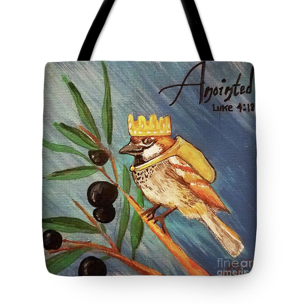 Jen Page Tote Bag featuring the painting Anointed by Jennifer Page