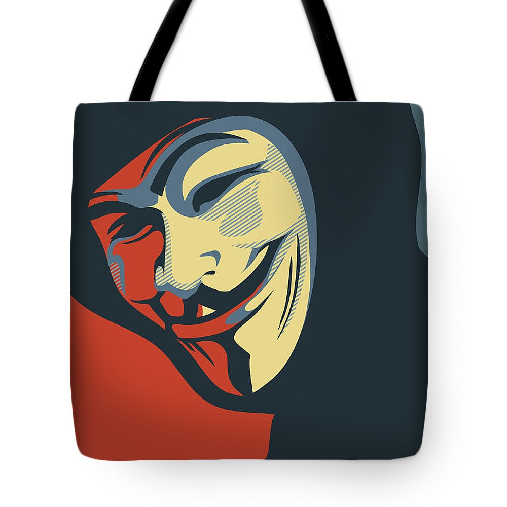 Disobey Tote Bag featuring the painting Anonymous Mask Disobey Poster Art by Sassan Filsoof