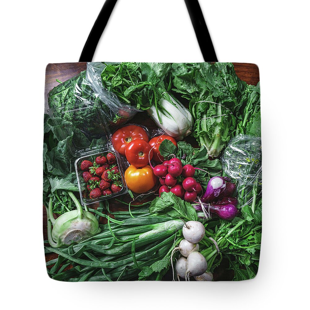 Food Tote Bag featuring the photograph Another Veggie Tablescape by Nisah Cheatham