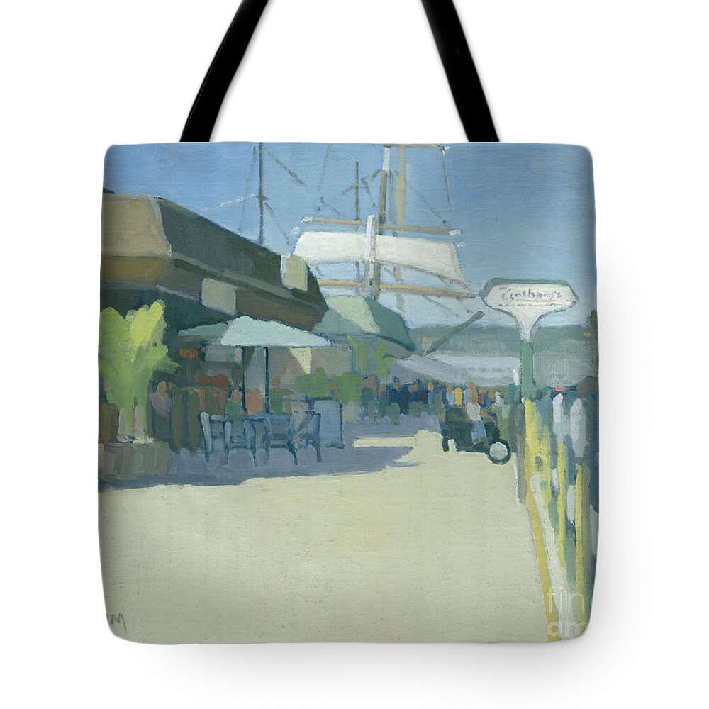 Anthony's Fish Grotto Tote Bag featuring the painting Anthony's Fish Grotto - Downtown, San Diego, California by Paul Strahm