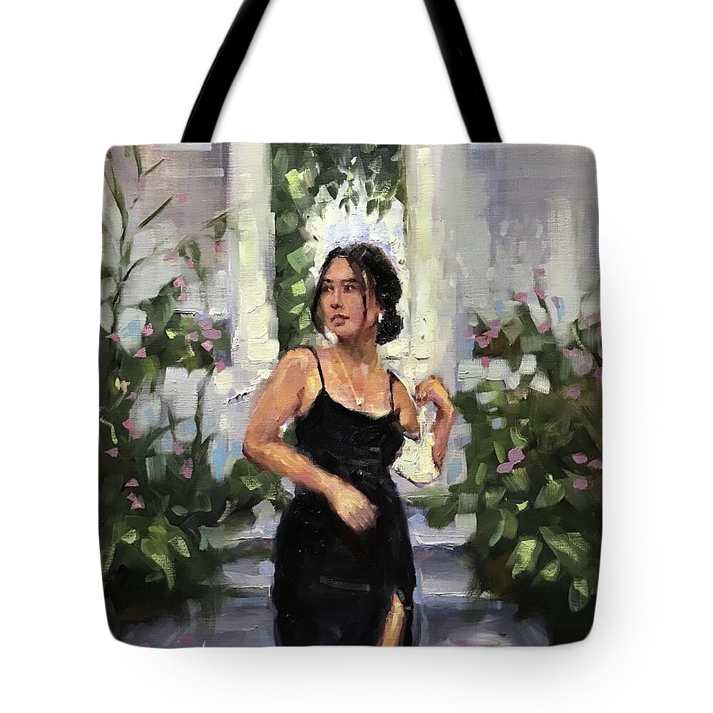 Figurative Tote Bag featuring the painting Anticipation by Ashlee Trcka