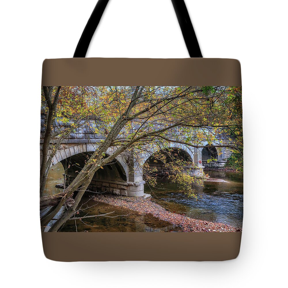 Antietam Creek Aqueduct Tote Bag featuring the photograph Antietam Creek Aqueduct by Susan Rissi Tregoning
