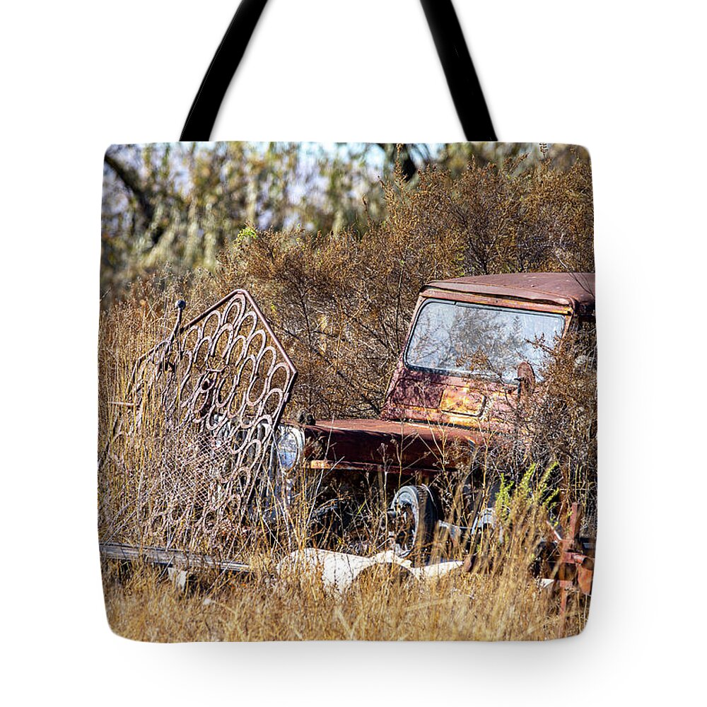 Car Tote Bag featuring the photograph Antique car by Dart Humeston