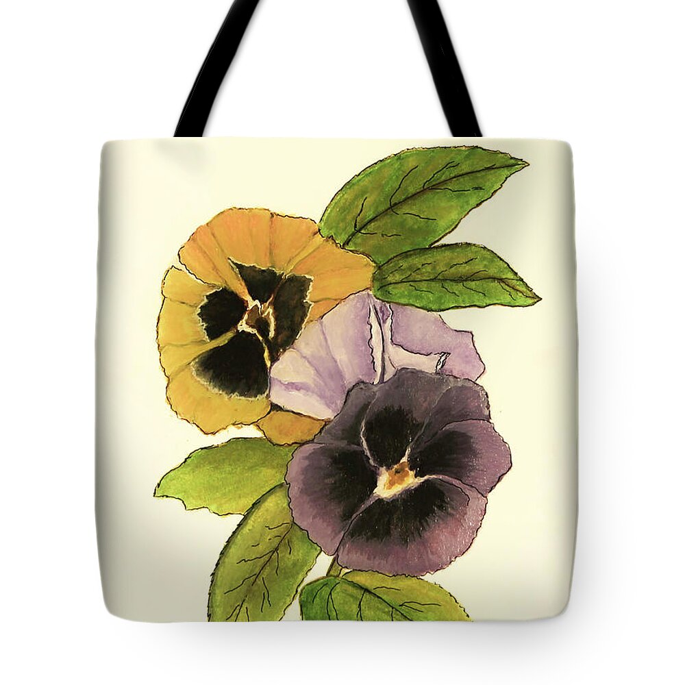 Pansy Tote Bag featuring the painting Antique Pansies by Shirley Dutchkowski