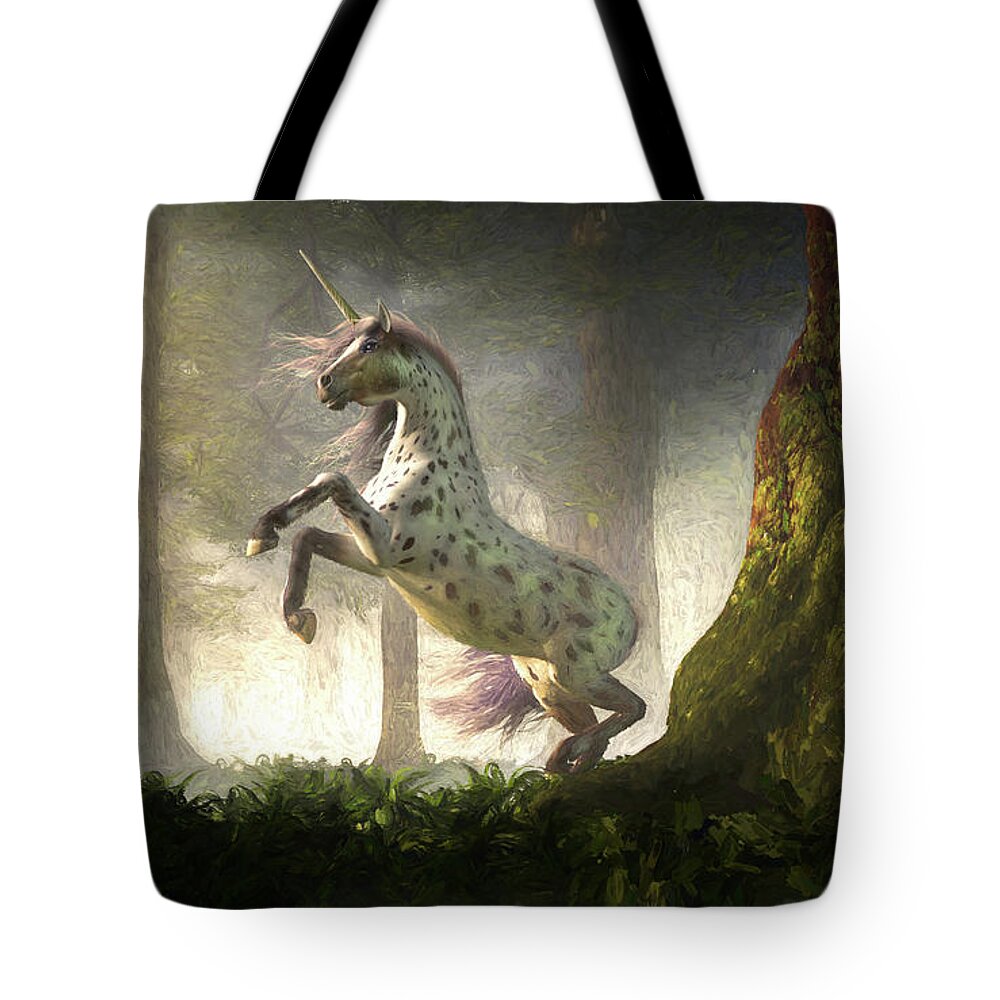 Appaloosa Tote Bag featuring the digital art Appaloosa Unicorn by Daniel Eskridge