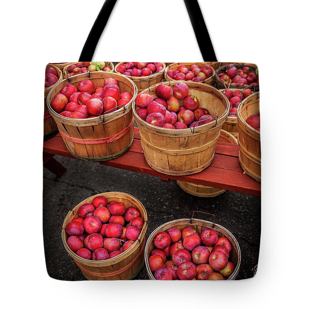 Farmers Market Tote Bag featuring the photograph Apple Baskets by Craig J Satterlee