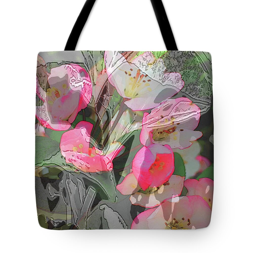 Flowers Tote Bag featuring the digital art Apple Blooms at Easter by Nancy Olivia Hoffmann