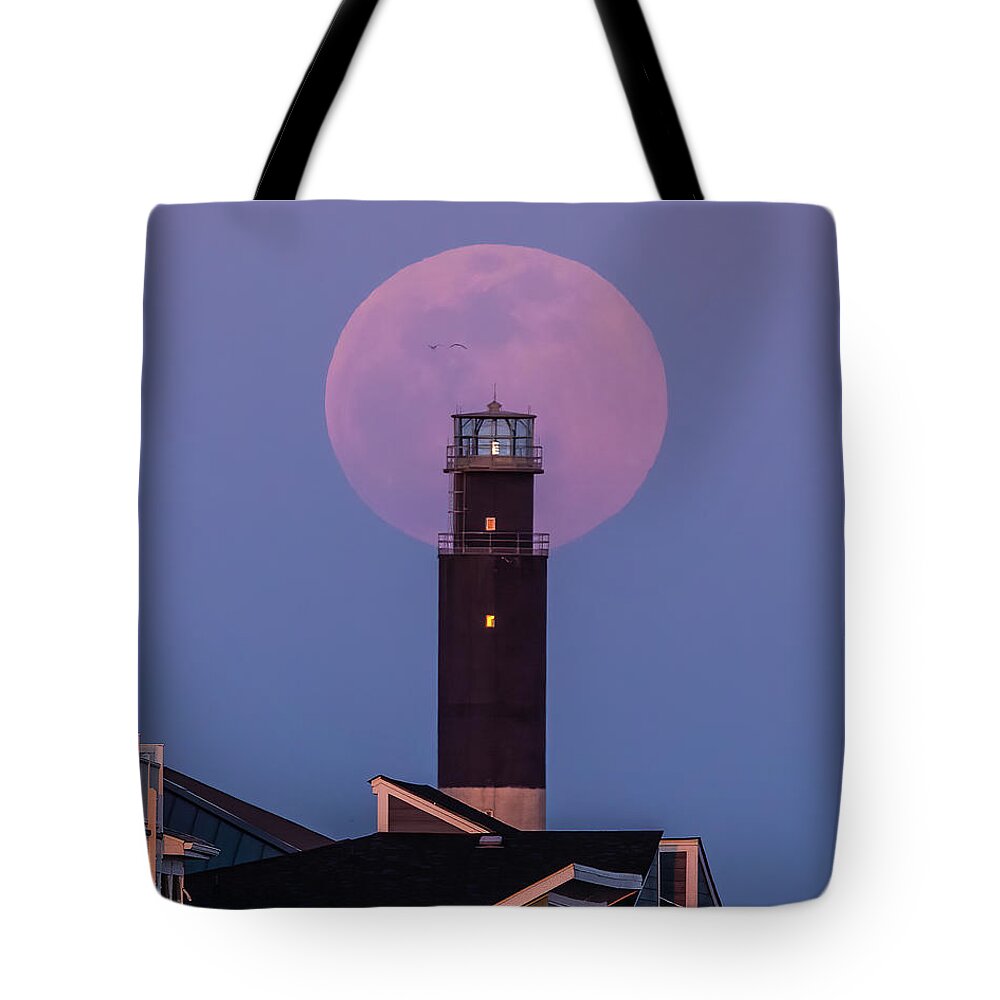 Fullmoon Tote Bag featuring the photograph April Pink Supermoon by Nick Noble