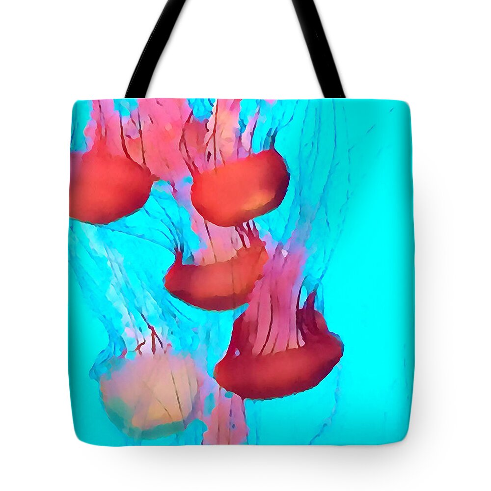 Jellyfish Tote Bag featuring the photograph Aquatic Adventure by Juliette Becker
