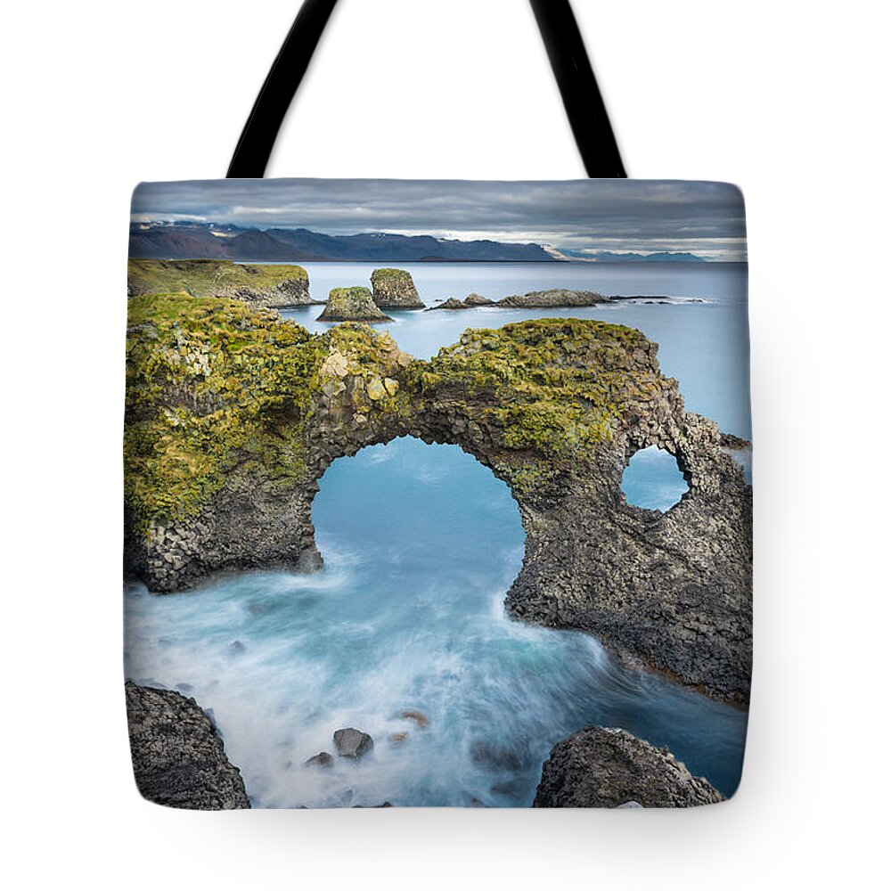 Arnarstapi Tote Bag featuring the photograph Arch at Sea by Peter Boehringer
