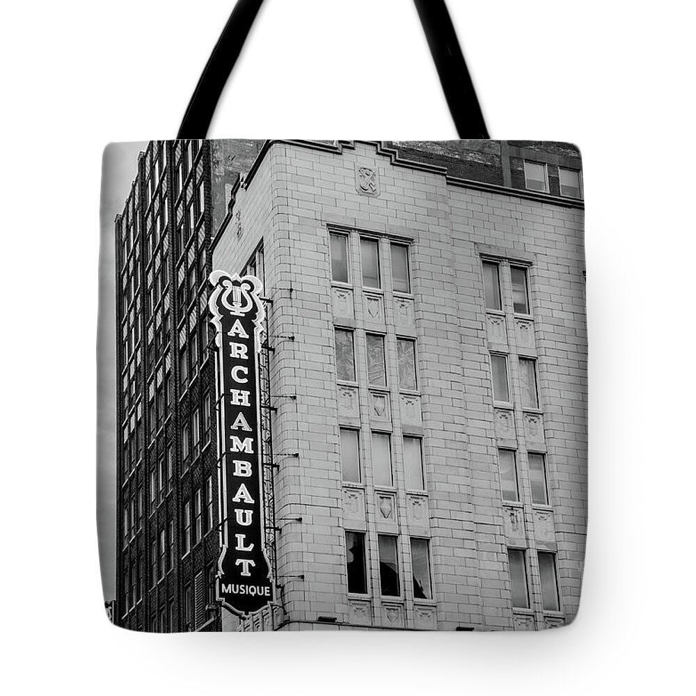 Old Brick Building Tote Bag featuring the photograph Archambault Music by Elaine Berger