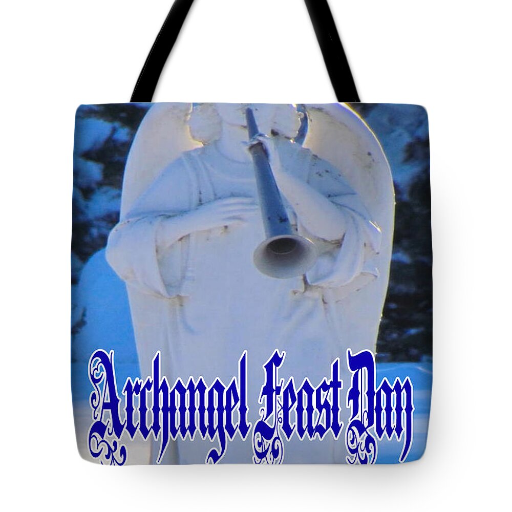 Archangel Feast Day Tote Bag featuring the digital art Archangel Feast Day September 29th by Delynn Addams