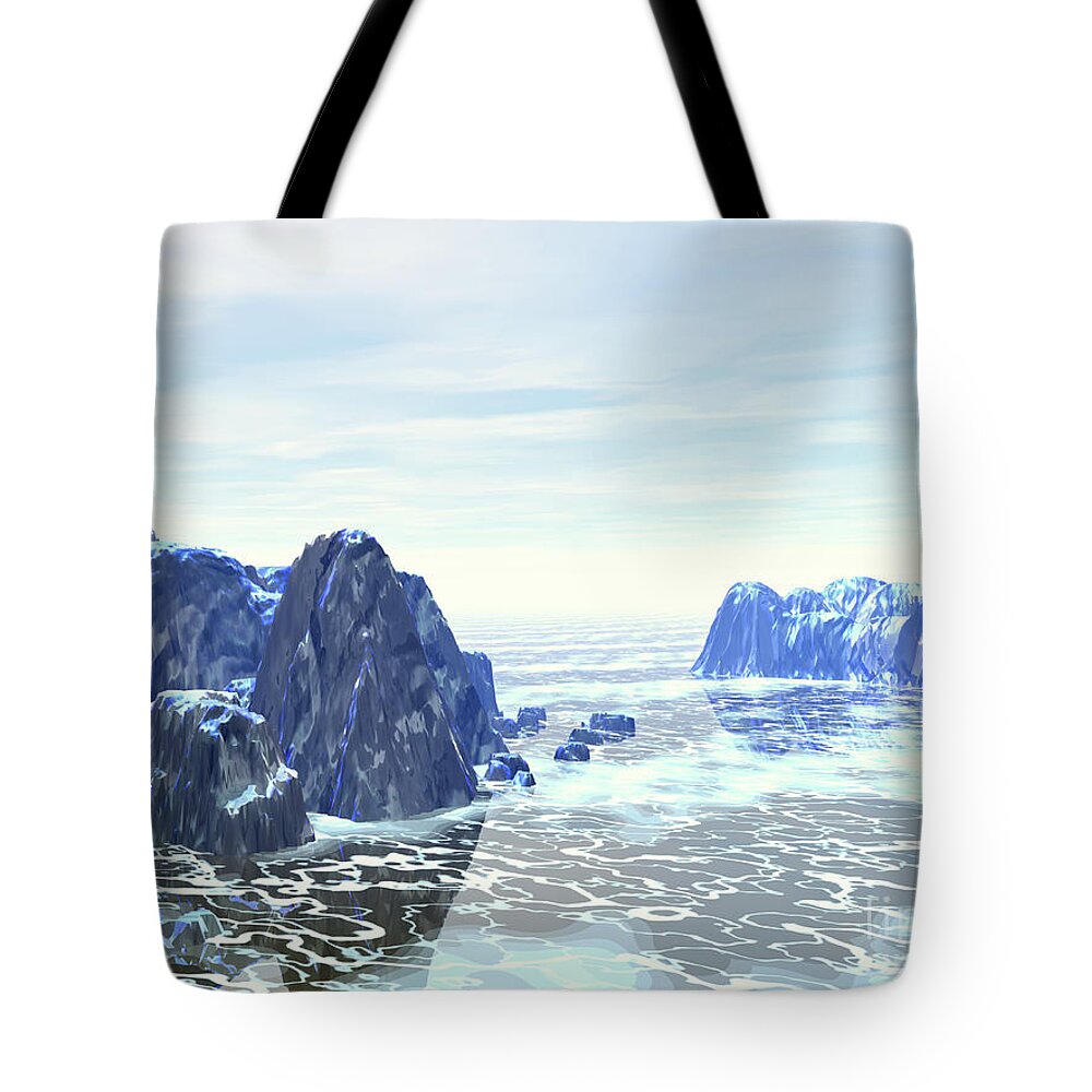 Digital Art Tote Bag featuring the digital art Arctic Icebergs by Phil Perkins