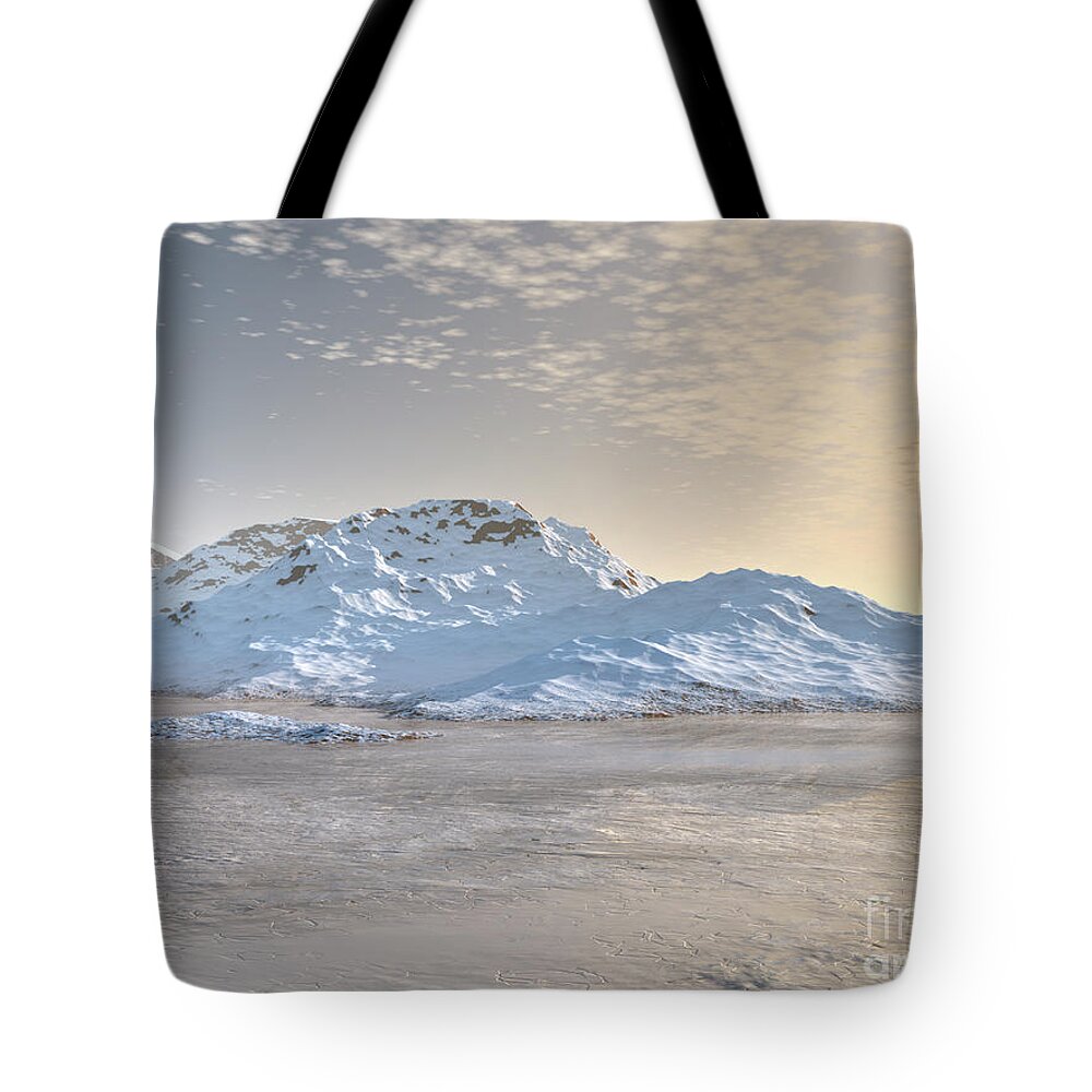 Digital Art Tote Bag featuring the digital art Arctic Mountains by Phil Perkins